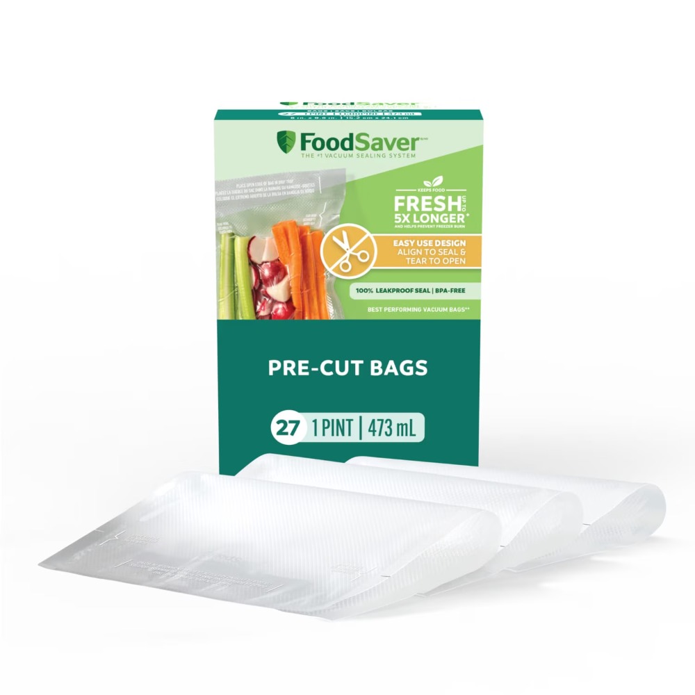 Meal Prep Cutting - ถุงซีลสูญญากาศ FoodSaver ขนาดพินต์, 27 ใบ แบบตัดสำเร็จ