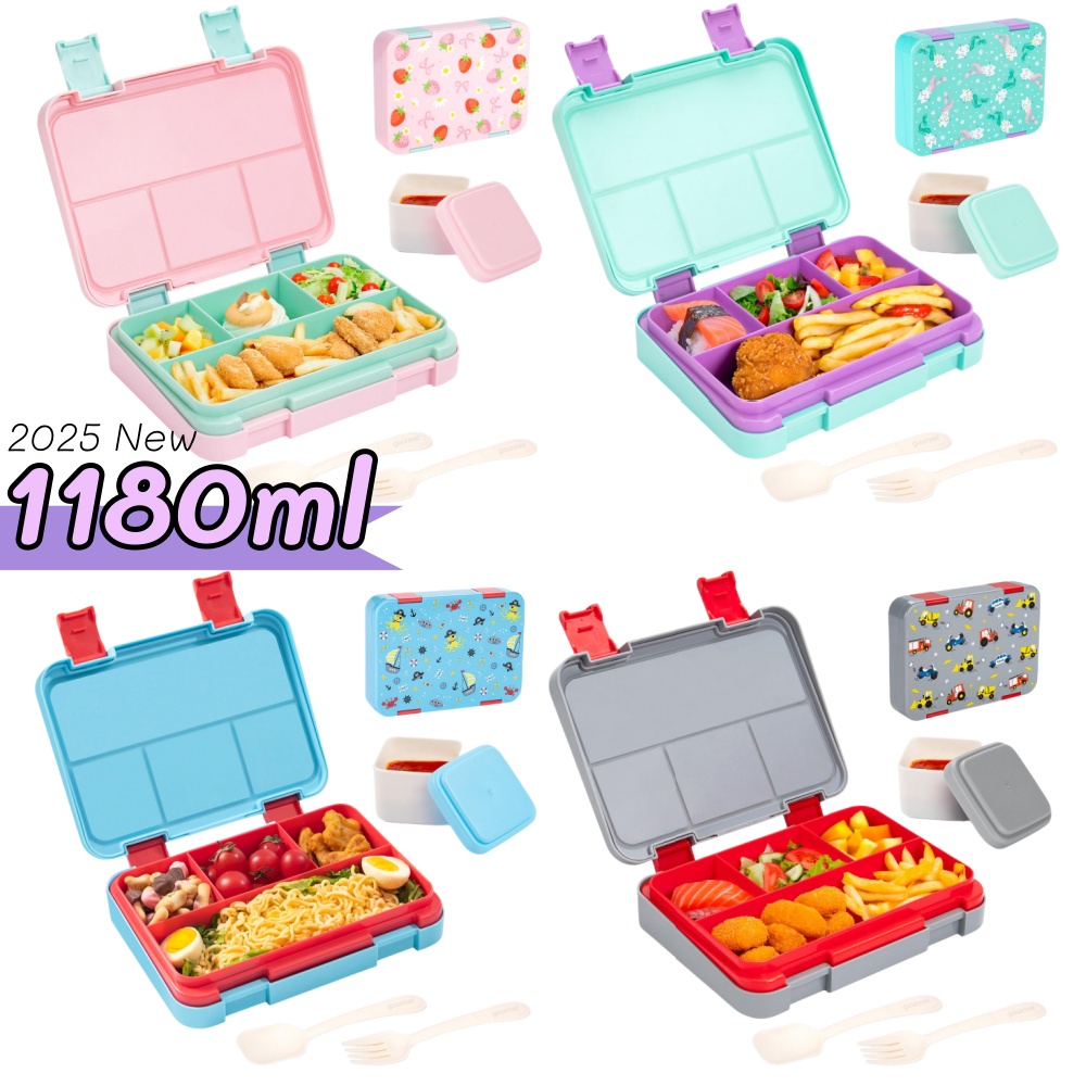 Meal Prep Lunch Boxes - 40oz รูปแบบการ์ตูน Bento กล่องอาหารกลางวันชุด Leak PROOF