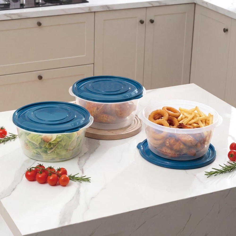 Meal Prep Bulking - ชุด 3 ชิ้น กล่องเก็บอาหารพลาสติกทรงกลม ความจุ 15.7