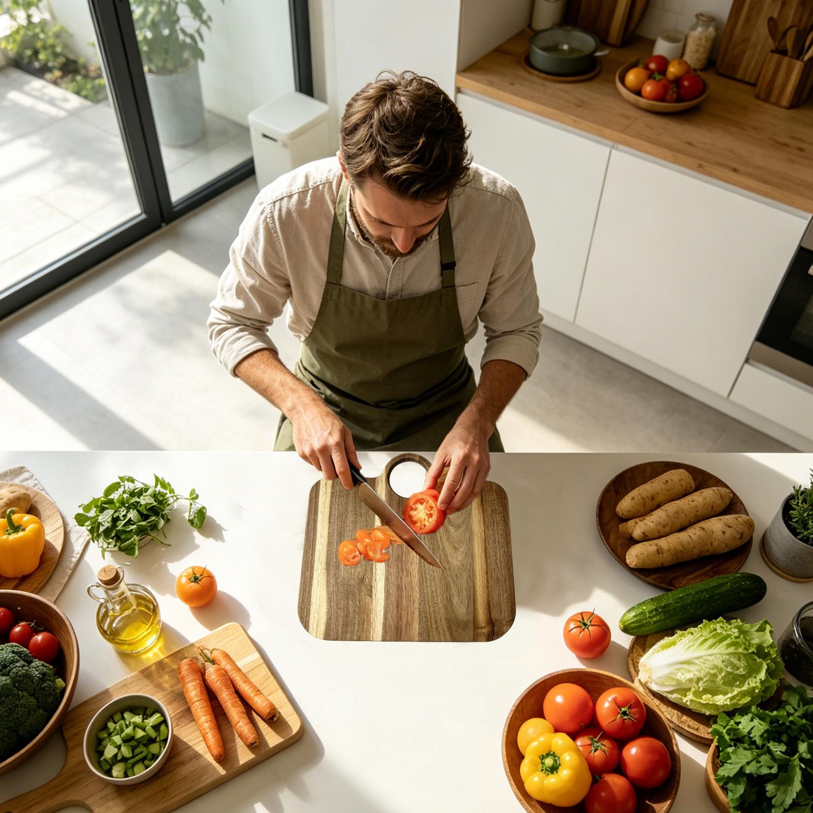 เขียงไม้กันลื่นรูปทรงกระเป๋าขน - Meal Prep Cutting บทวิจารณ์และราคา