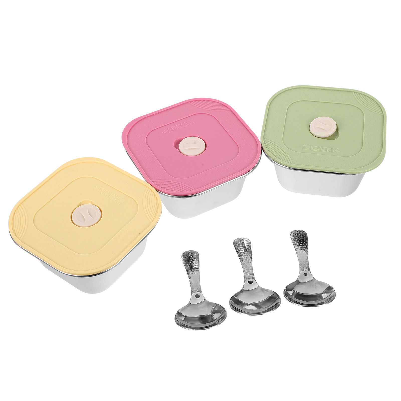 กล่องใส่อาหารสแตนเลส 3 ชิ้น ฝา - Meal Prep Lunch Boxes บทวิจารณ์และราคา