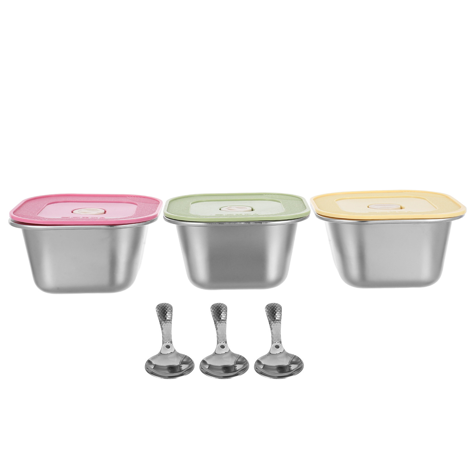 กล่องใส่อาหารสแตนเลส 3 ชิ้น ฝา - Meal Prep Lunch Boxes บทวิจารณ์และราคา
