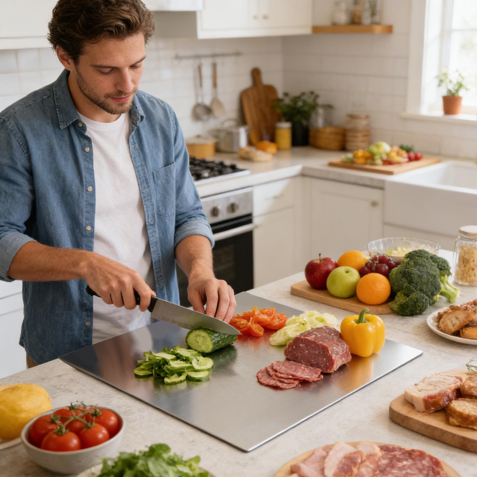 เขียงสแตนเลสแบบไม่ติดกระทะสองด - Meal Prep Cutting บทวิจารณ์และราคา