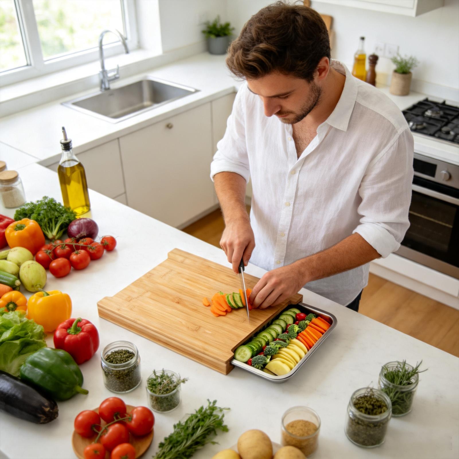 แผ่นไม้สำหรับหั่นอาหารในครัว แ - Meal Prep Cutting บทวิจารณ์และราคา