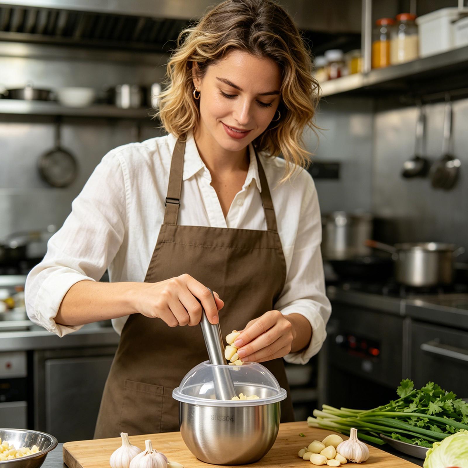 เครื่องบดกระเทียมสแตนเลสแบบใช้ - Meal Prep Manual บทวิจารณ์และราคา