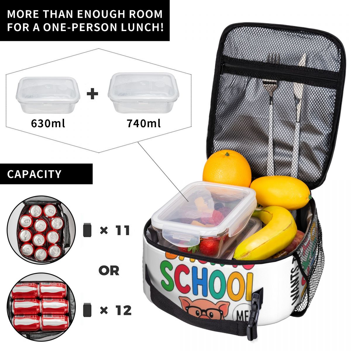 กระเป๋าอาหารกลางวันลายหมูตลกขา - Meal Prep Gym บทวิจารณ์และราคา