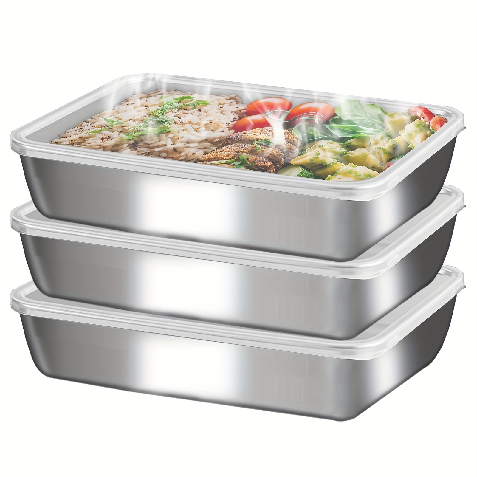 กล่องใส่อาหารสแตนเลส 3 ชิ้น &  - Meal Prep Lunch Boxes บทวิจารณ์และราคา